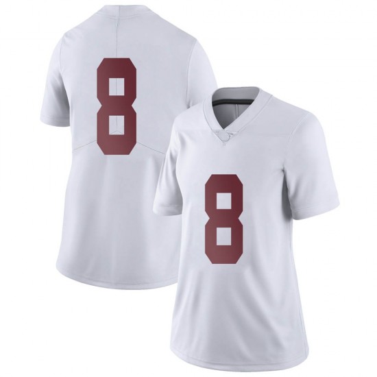 Alabama Crimson Tide Women's John Metchie III #8 No Name White NCAA Nike Authentic Stitched College Football Jersey HU16Y32JJ